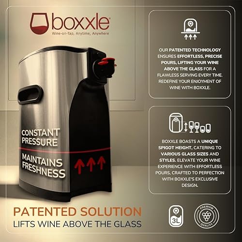 Miniatura 6 de Boxxle Dispensador de vino de acero inoxidable 3L - Elegante, eficiente, sostenible - Mantiene el vino fresco durante 6 semanas - Disfruta del vino