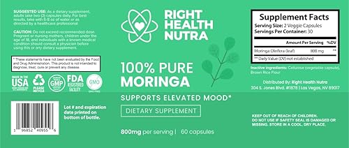 Miniatura 5 de Cápsulas de Moringa - Suplemento de hoja de moringa para un estado de ánimo más brillante, concentración mejorada y memoria fortificada - Cápsulas