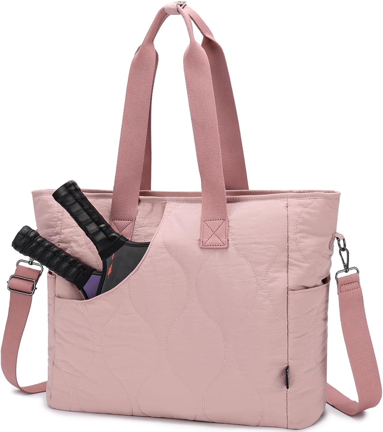 VASCHY Pickleball Tote Bags For Women With Fence Hook, Quilted Puffer Pickleball Paddle Holder Case Gym/Sports Tote