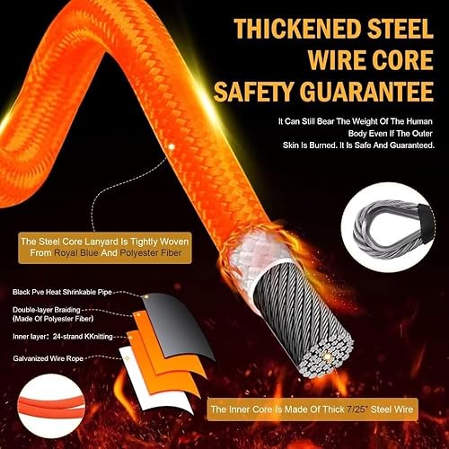 Miniatura 9 de Flipline - Cordón para escalada de árbol de 12 x 8 pies para trabajo de árboles, cuerda de posicionamiento de núcleo de alambre de acero, ajustable,