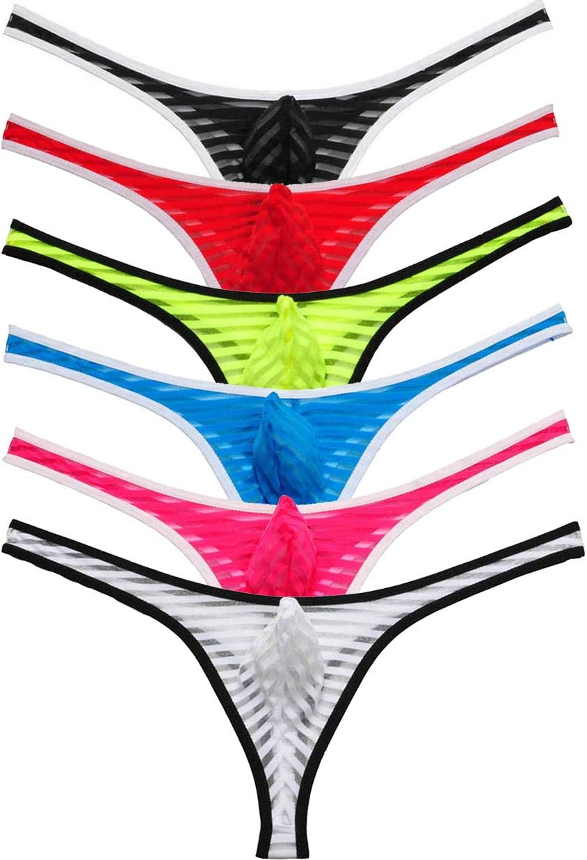 Mens See Through Underwear Bordered Sexy Pouch Bikini Thong Stretch Panties