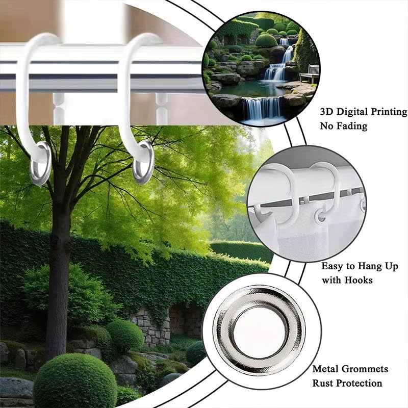 Rideau de Douche Cascade Jardin Zen Imperméable et Multi-Styles 70x190