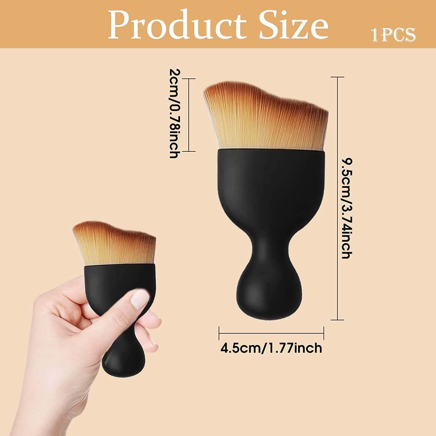 TCCO ENTERPRISE Foundation Makeup Brush, Flat Kabuki Travel Foundation Brush for Blending Liquid, Cream or Flawless Powder Cosmetics, Portable Face & Body Makeup Brush, with Protective Case (Black)