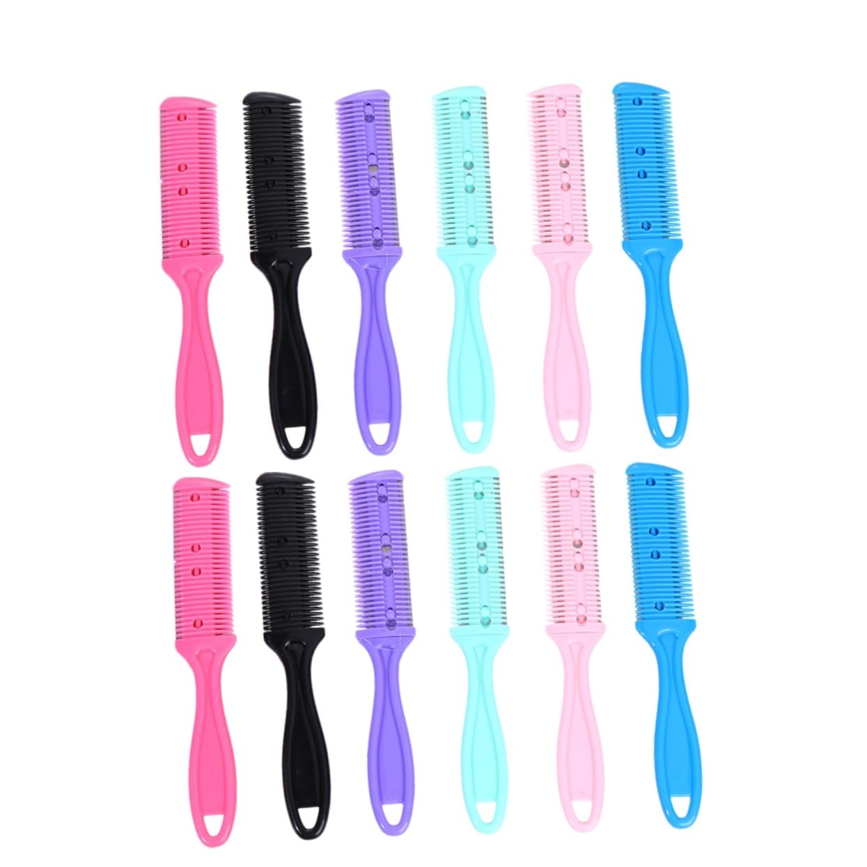 Ipetboom 12pcs Double Sided Hair Thinning comb Durable Plastic Razor Combs for Hair Cutting and Trimming Mixed Colors