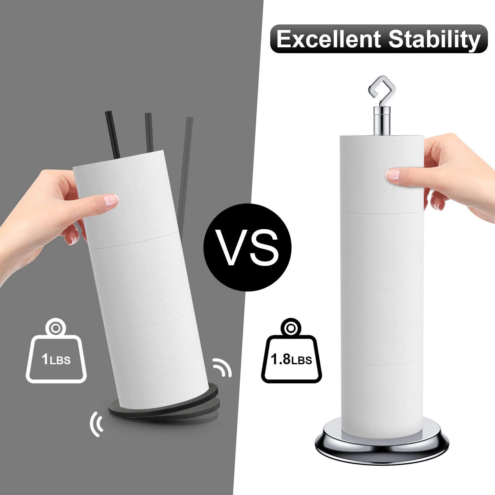 KASUNTO Toilet Paper Holder for Bathroom Metal Free Standing Toilet Paper Storage with Rustproof - Image 3