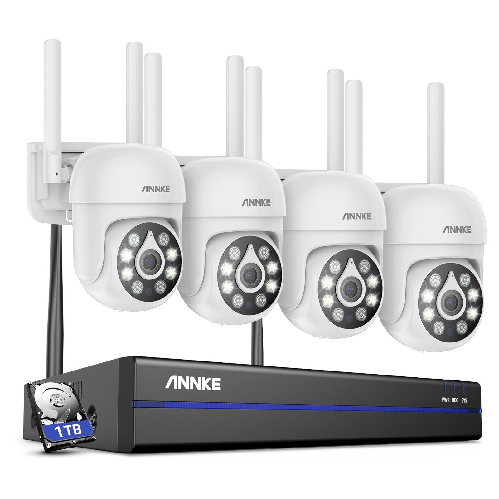 ANNKE 10CH 5MP bezprzewodowa kamera do monitoringu, zestaw zewnętrzny z 4 x kamerą do monitoringu PT