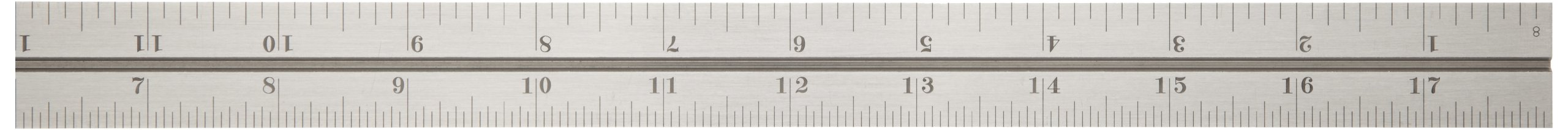 Starrett B18-4R - Hoja cuadrada combinada con graduaciones de pulgadas, juegos y protractor biselado, acabado normal, graduación 4R, ancho de 2,54 cm, grosor de 0,95 cm, tamaño de 45,7 cm