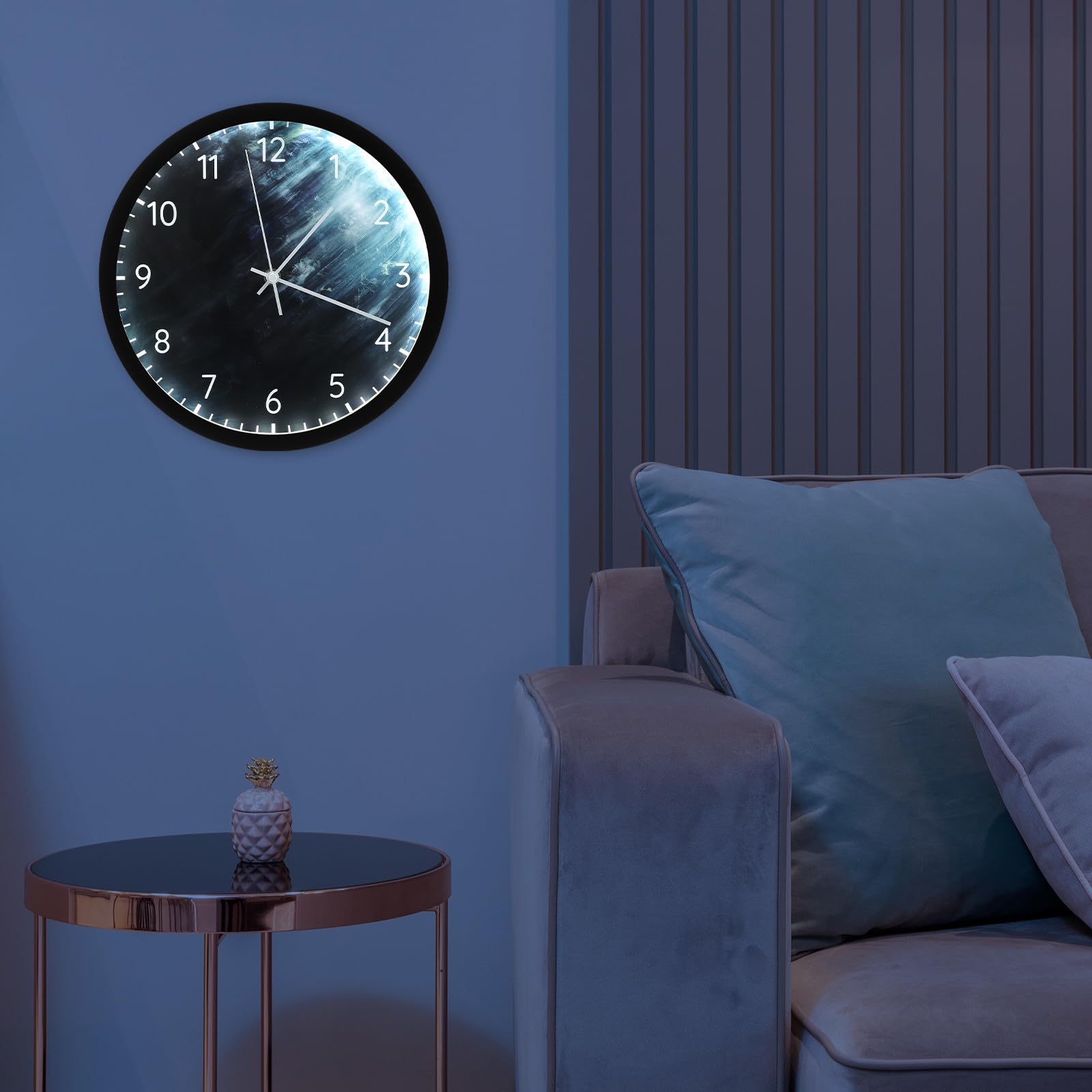 HOMSFOU Reloj de Pared Decorativo con Voz, Nocturno, Vidrio y Plástico