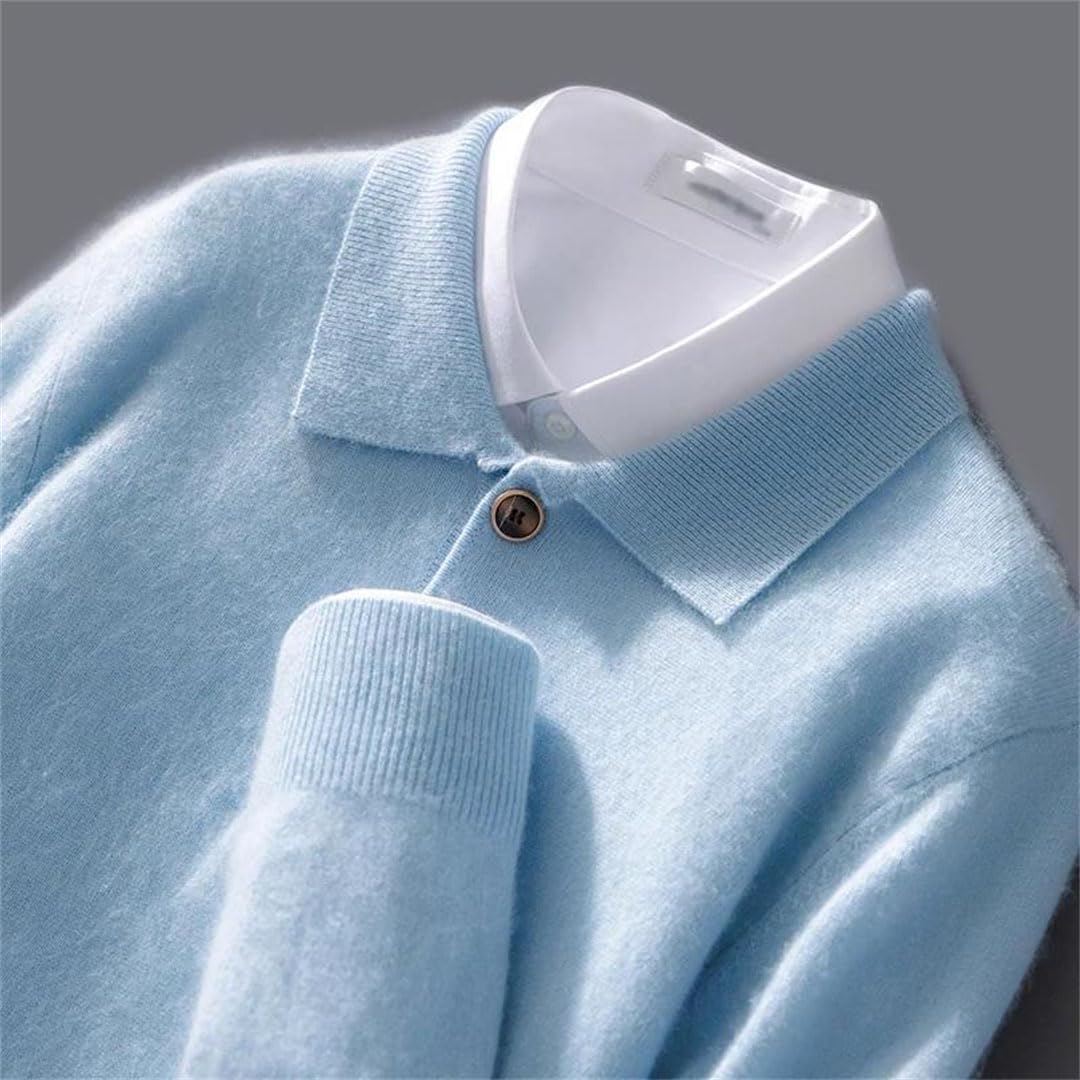 Jersey Informal De Lana para Hombre, Camisa De Punto De Manga Larga, Top Cálido