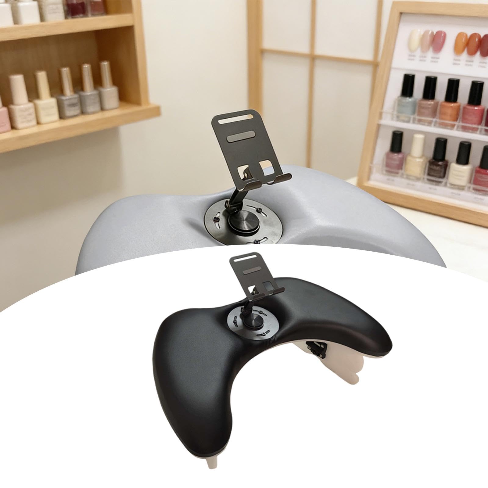 Cuscino per Manicure Poggiapolso Poggiabraccio Unghie Cuscino Manicure Pieghevole Altezza Regolabile PU Comodo per Trattamento Lungo Adatto a Salone S, Nero con Staffa
