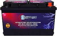 Mighty Max MM-H7 12V 80Ah 850 CCA AGM Battery - Group 94R Start-Stop Car Battery, 140 RC, Spill-Proof