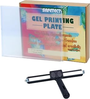 Safetect 인쇄용 젤 플레이트, 20.3 x 25.4cm(8 x 10인치), 재사용 가능한 젤 트랜스퍼 플레이트 판화 용품, 아트, 카드 제작, 공예용 브레이어가 있는 모노프린트 플레이트