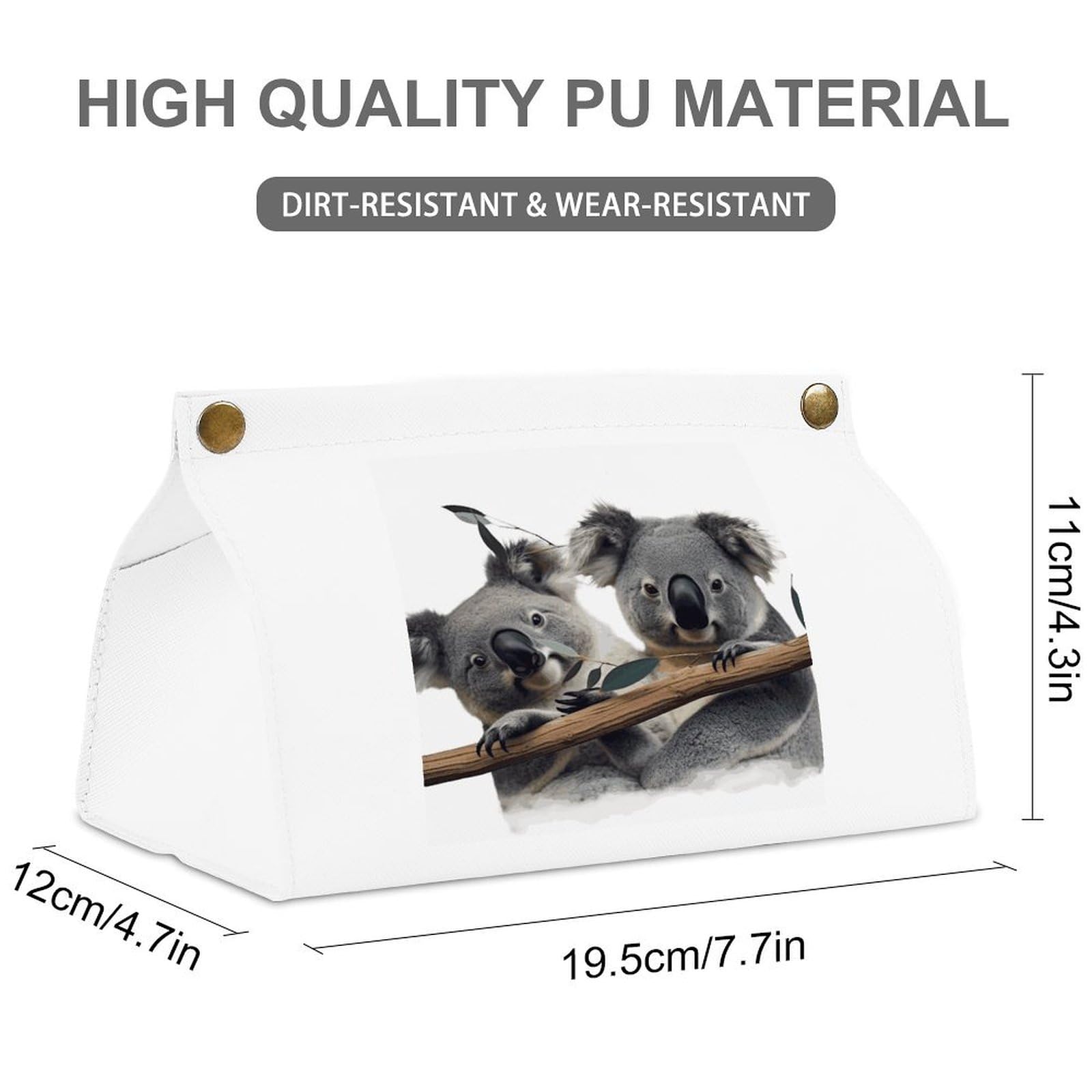 Funny Koalas White Tissue Box Cover Rectangle PU Leather Cover for Tissue Boxes Modern Tissue Holder for Bathroom Office Tissue Holders Decorative Cute Napkin Holder for Kitchen Bedroom