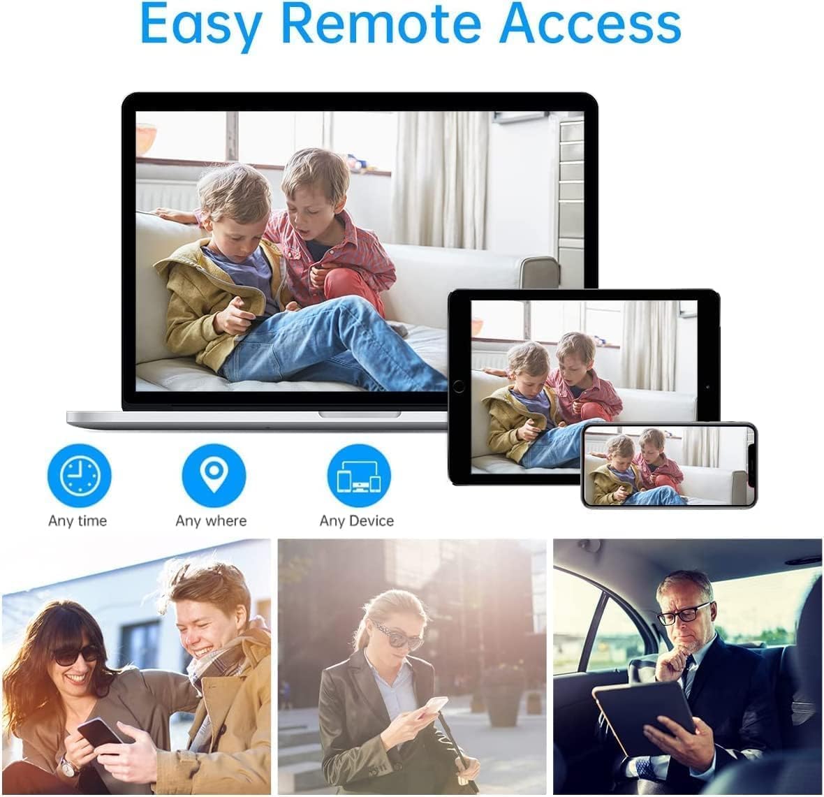 8 Channel IP Camera System, EKI-K82T46C 4K Value Express PoE NVR Kit with 6 x 4MP Color Night Version Turret Dome Cameras 2.8mm with 2TB HDD, H.265+, Cable not Included