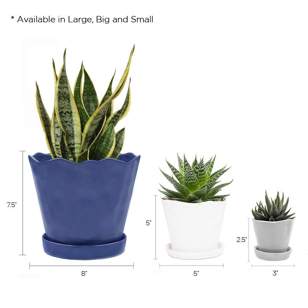 Chive Pots de Fleurs en céramique « Tika » – Jolis Pots pour Fleurs et Plantes d'intérieur et d'extérieur – Grand (12,7 cm) – Orange