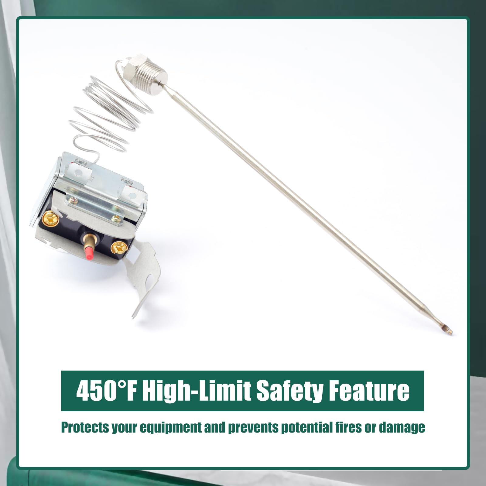 YUXIVCNE LCH680240000 - Termostato de seguridad de alto límite alto de reinicio manual de 450 grados F compatible con freidora Henny Penny Reemplaza 16738 5225-21B, termostatos eléctricos de rosca de