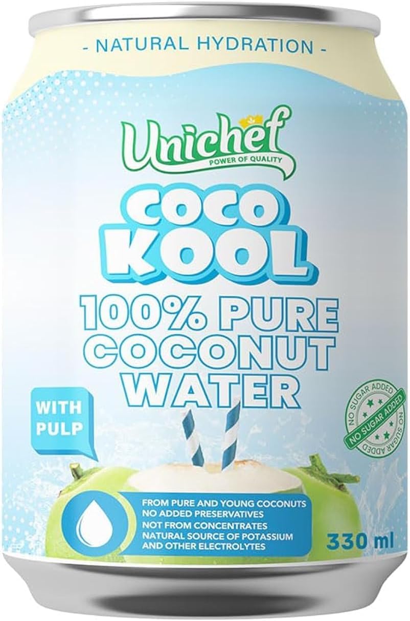 Unichef Coco Kool Pure Coconut Water with Pulp 330 ML- SUGAR FREE