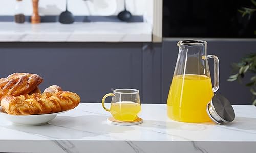 Miniatura 7 de Jarra alta de vidrio de borosilicato, jarra de cristal para té caliente y frío.