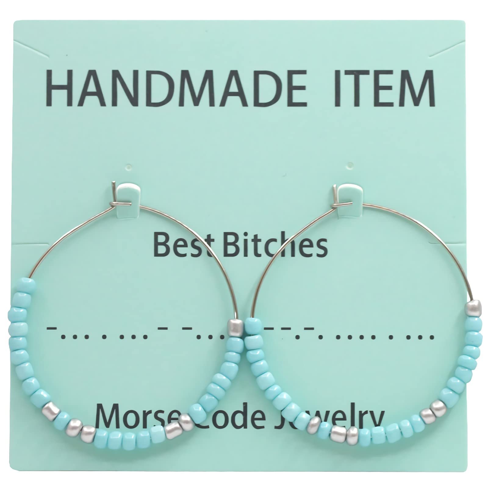 Stainless Steel Morse Code Hoop Earrings For Women Best Friends Inspirational Gifts For Teen Girls Day Christmas Couples Distance Matching Jewelry, G-Best es, Glass, No Gemstone