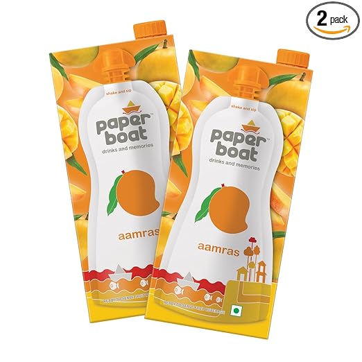 Paper Boat Aamras, Mango Fruit Juice, No Added Preservatives and Colours (Pack of 2, 1L each)
