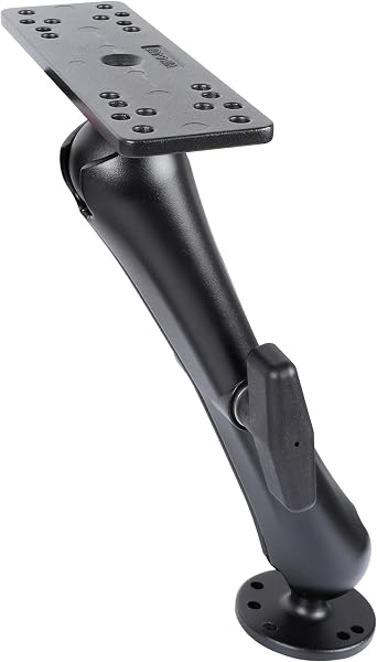 xik 9.1 Inch Long Arm Aluminum Alloy Fish Finder Mount with C Size 1.5" Ball, Rectangle Plate & Round Base - Compatible with Garmin, Lowrance, Humminbird, Raymarine & More