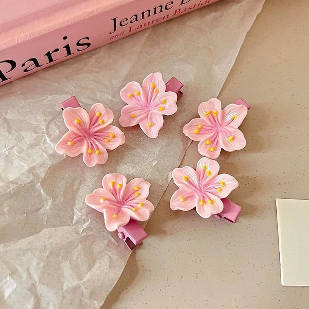20PCS Girls Hair Accessories, Pink Mini Flower Hair Clips - Image 3