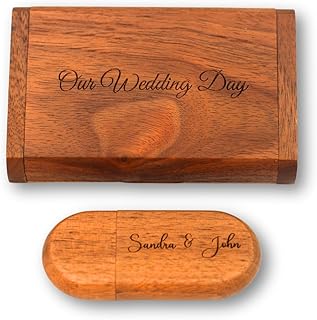 32GB Personalized Engraved Wood USB Flash Drive with USB Box – Custom Memory Stick 3.0, Pen Drive, Jump Drive for Photographers, Wedding Gift, Christmas, Birthdays (Dark Wood)