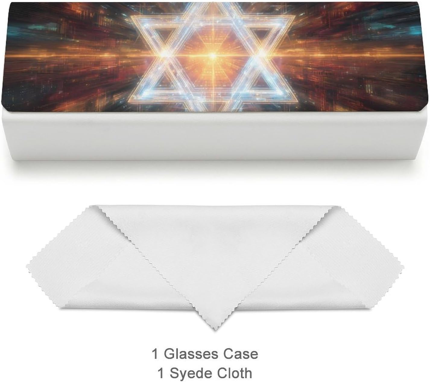 Jewish Star Eyeglasses Case with Cleaning Cloth image 3