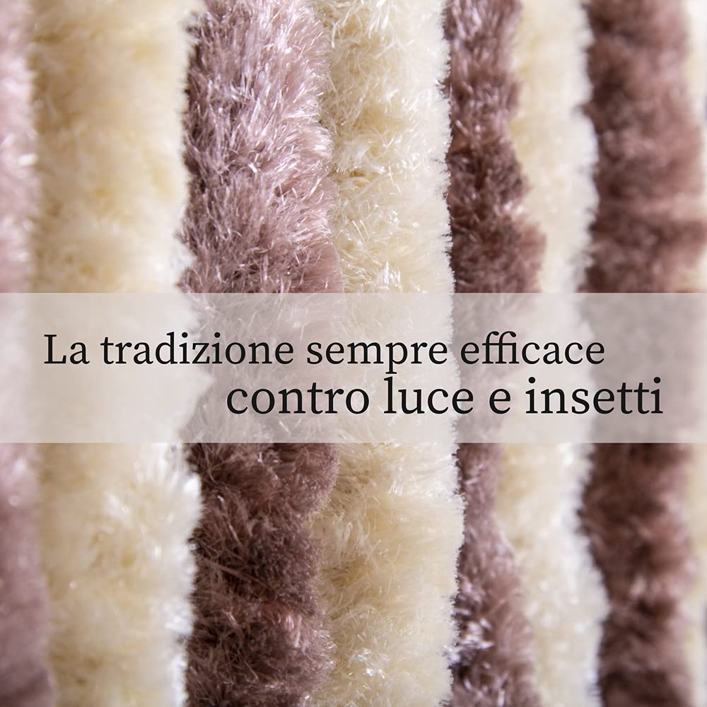 VERDELOOK | Tenda Ciniglia da Sole 100x220 cm, Beige e Marrone, Fili: 24, Tenda per Insetti e Luce, per Porte