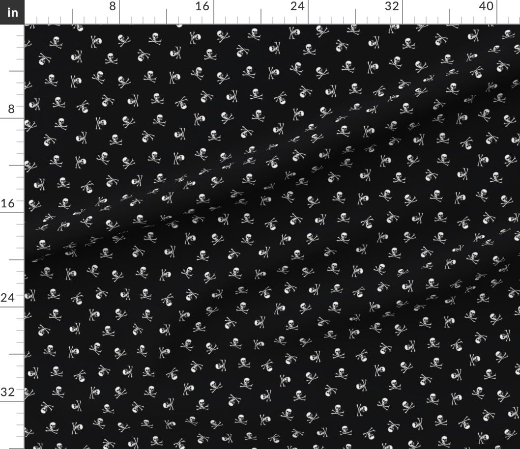 Spoonflower Fabric - Gothic Pirate Skull and Crossbones Halloween Spooky Ghost Death Printed on Petal Cotton Fabric Fat Quarter - Sewing Quilting Apparel Crafts Decor
