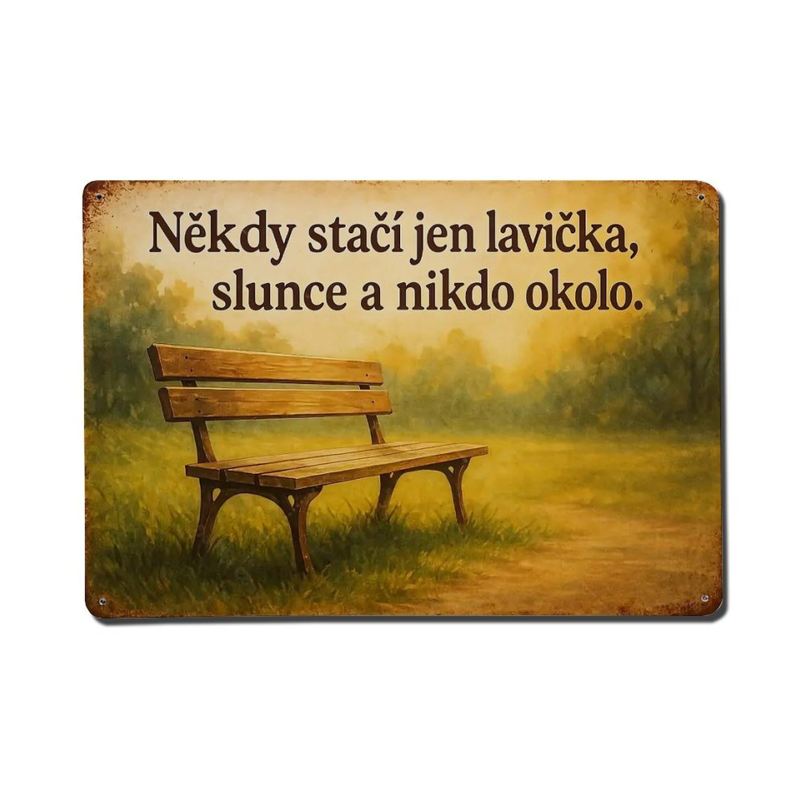 Bench Sunlight Path Nature Peace Retro Metal Tin Sign, Vintage Decor Art Poster for Bar, Home, Man Cave, Kitchen, Laundry Room Gift 8x12Inch