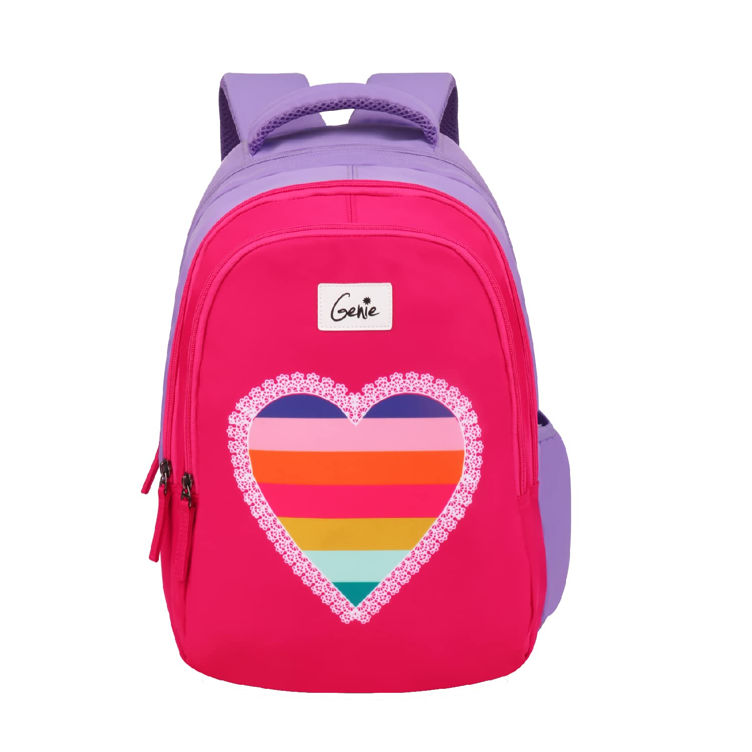Genie Heartbeat Backpack for Women 3 compartments, School Bags for Girls, Stylish and Trendy College Backpacks for Girls, Water Resistant and Lightweight Bags for Office and Travelling Purpose.