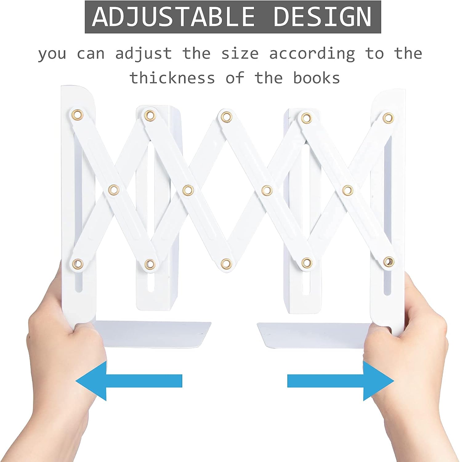 Aobopar Adjustable Metal Book Ends for Shelves White image 3
