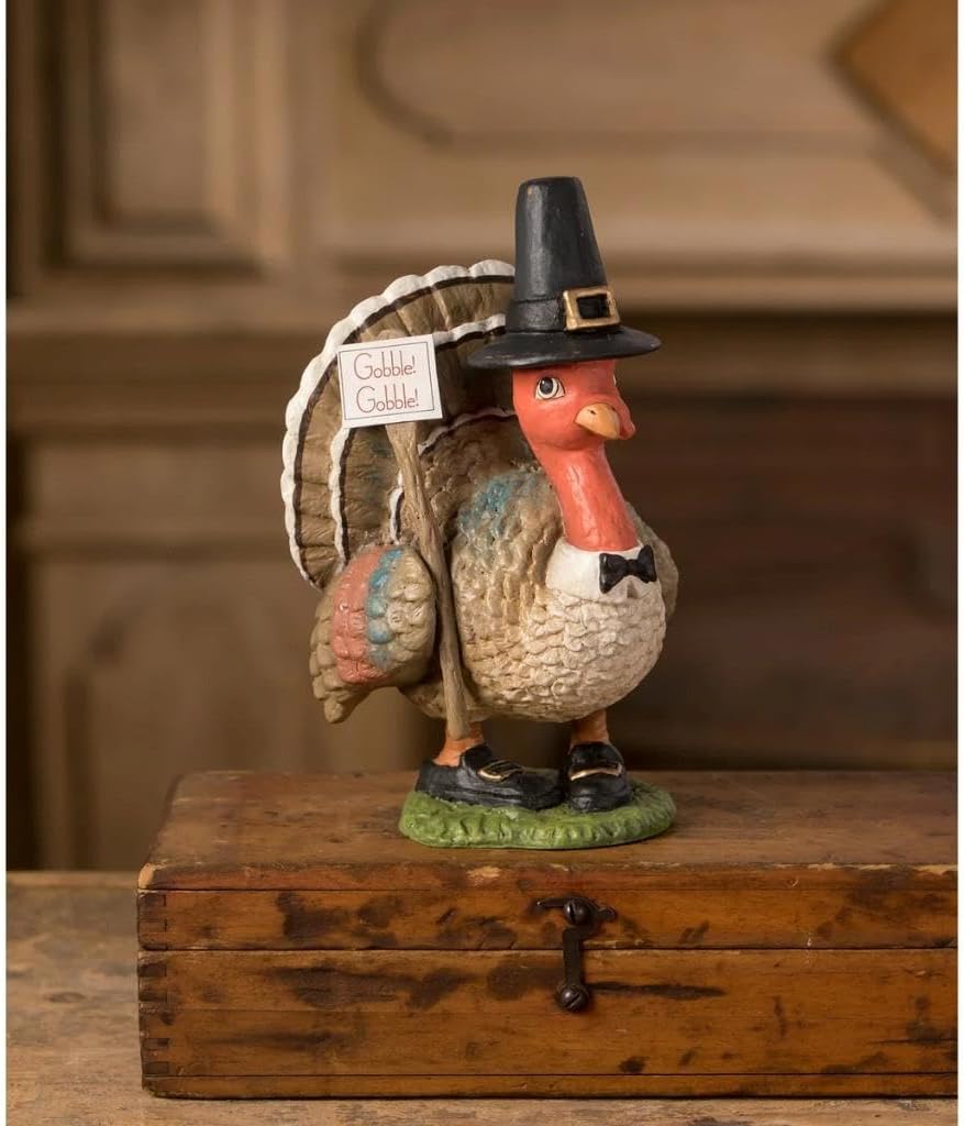 Bethany Lowe Gobble Gobble Turkey Figurine, Resin, Multicolor