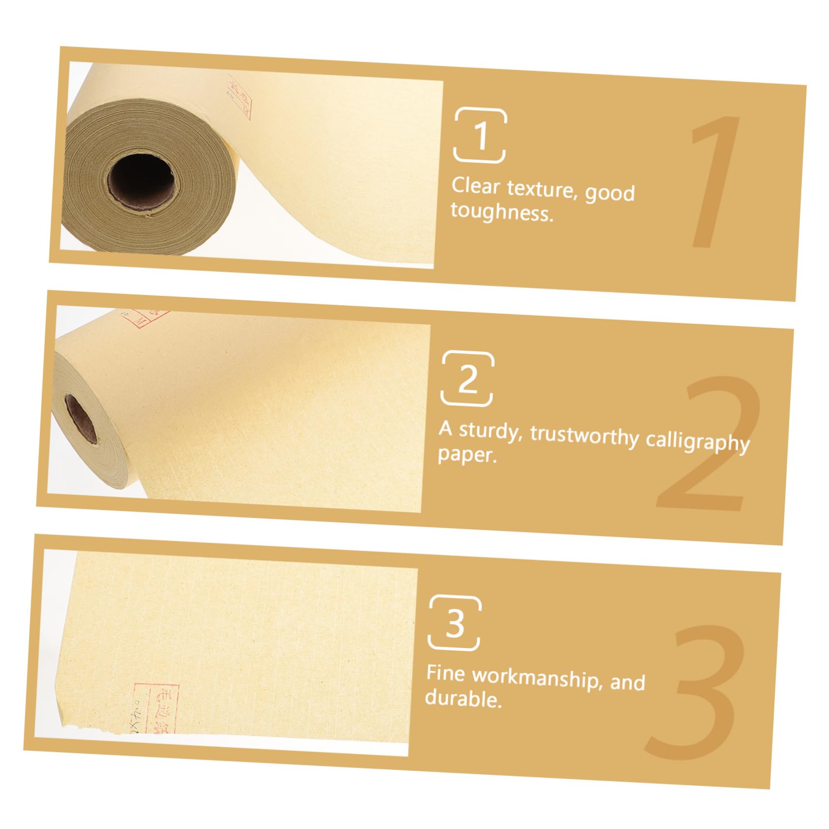 Papel Xuan para Caligrafía, Rollo Beige de 100 Metros, Grueso