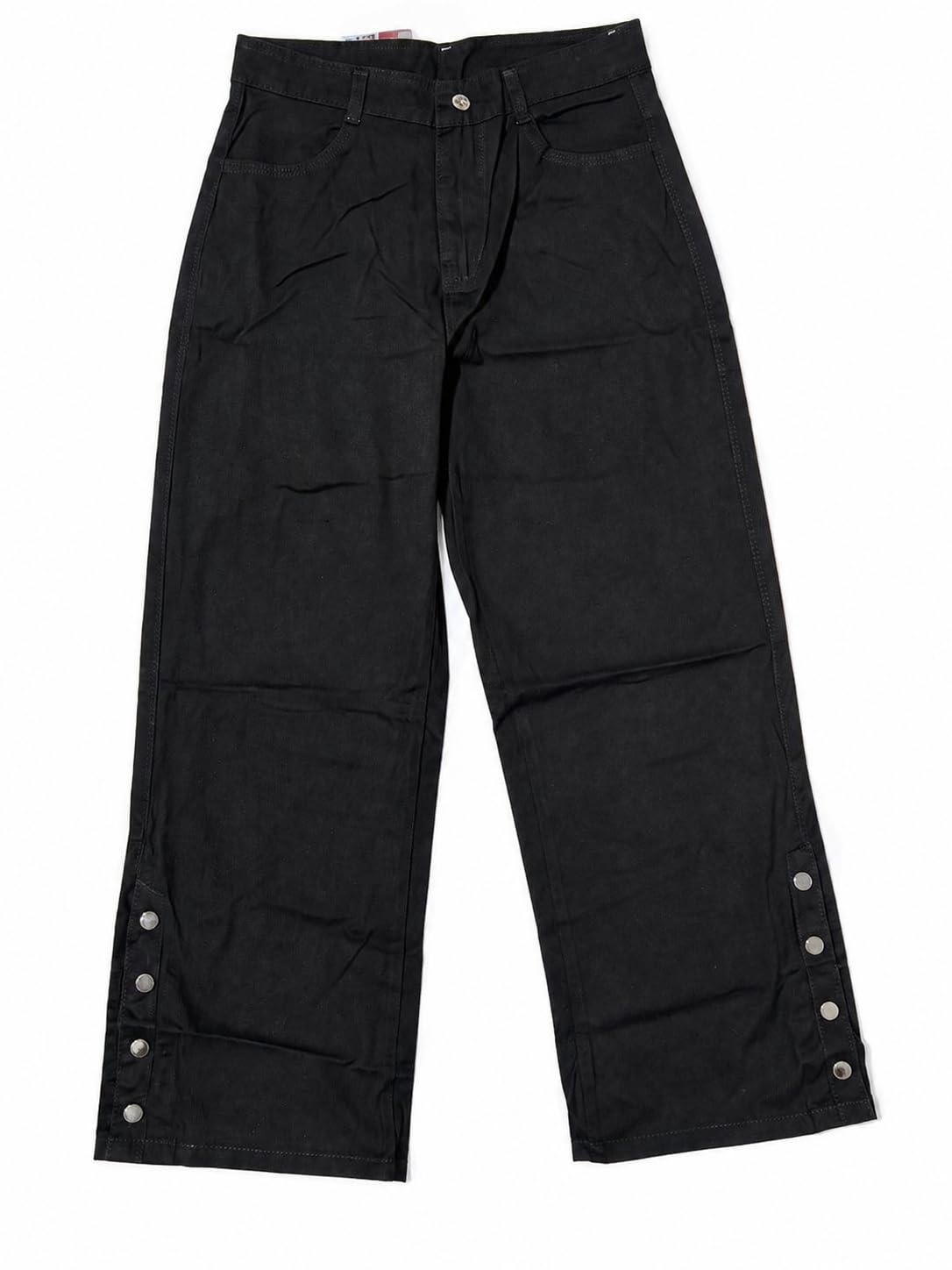 Women'sblack Cropped Wide-Leg Denim/Cotton Pants with a Modern, Utility-Inspired Design.Pants for Women, Full Length Everyday Wear (in, Numeric, 28,30,32 Regular, Black)-image-33