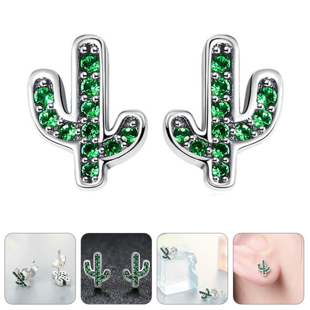 HLTYGWX Orecchini in Argento Sterling con Decorazioni di Piante da Donna Orecchini a Bottone con Strass Orecchini a Bottone Lucidi per Donne e Ragazze