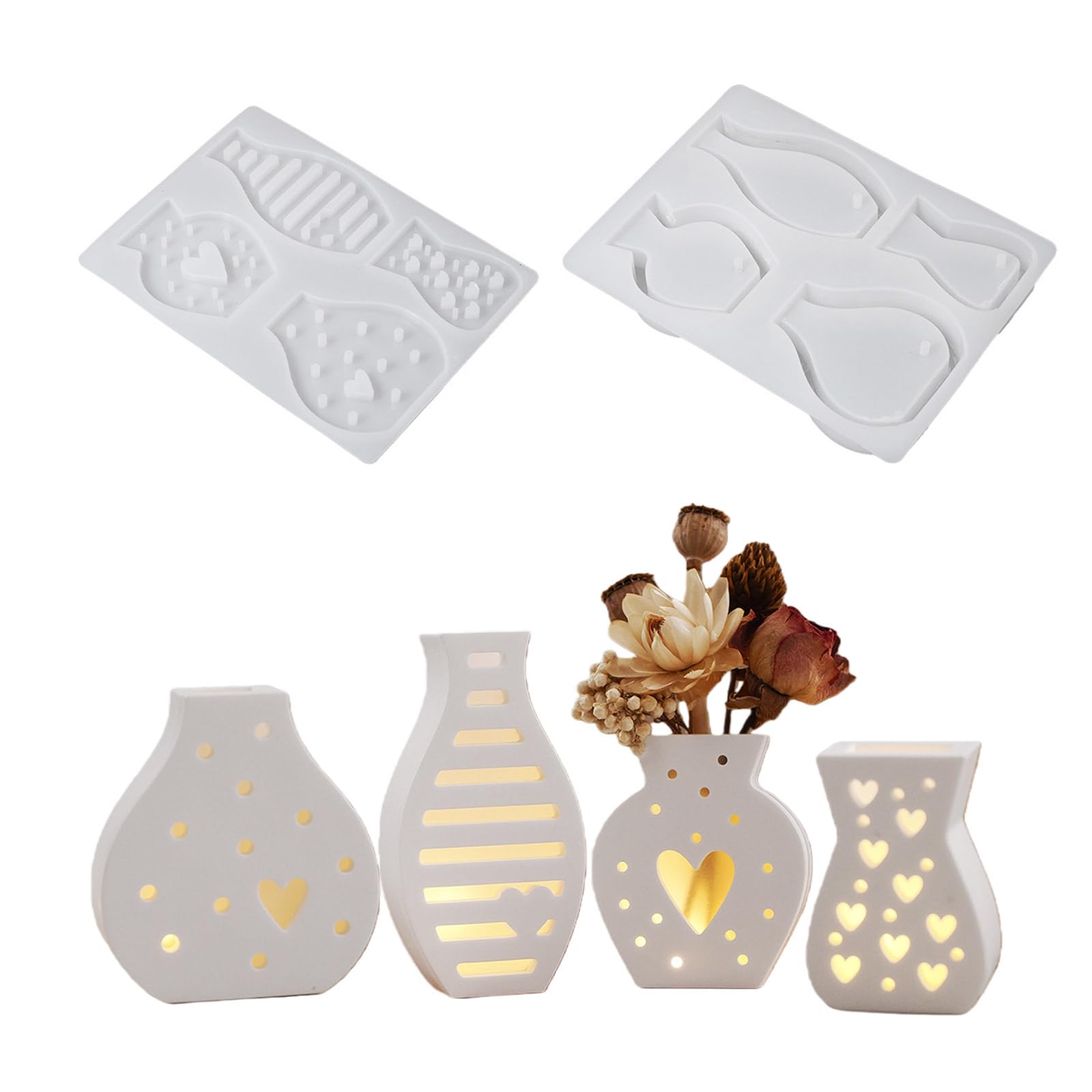 Maxtonser Multiple Use Heart Shaped Silicone Mould Striped Polkas Dot For Jewelry Floral Vases Craft Supplies Home Decoration
