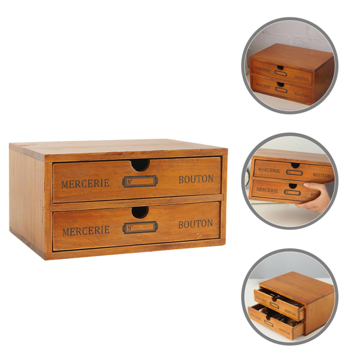 Ciieeo Organizzatore da Scrivania in Legno, 2 Livelli, Stile Retrò