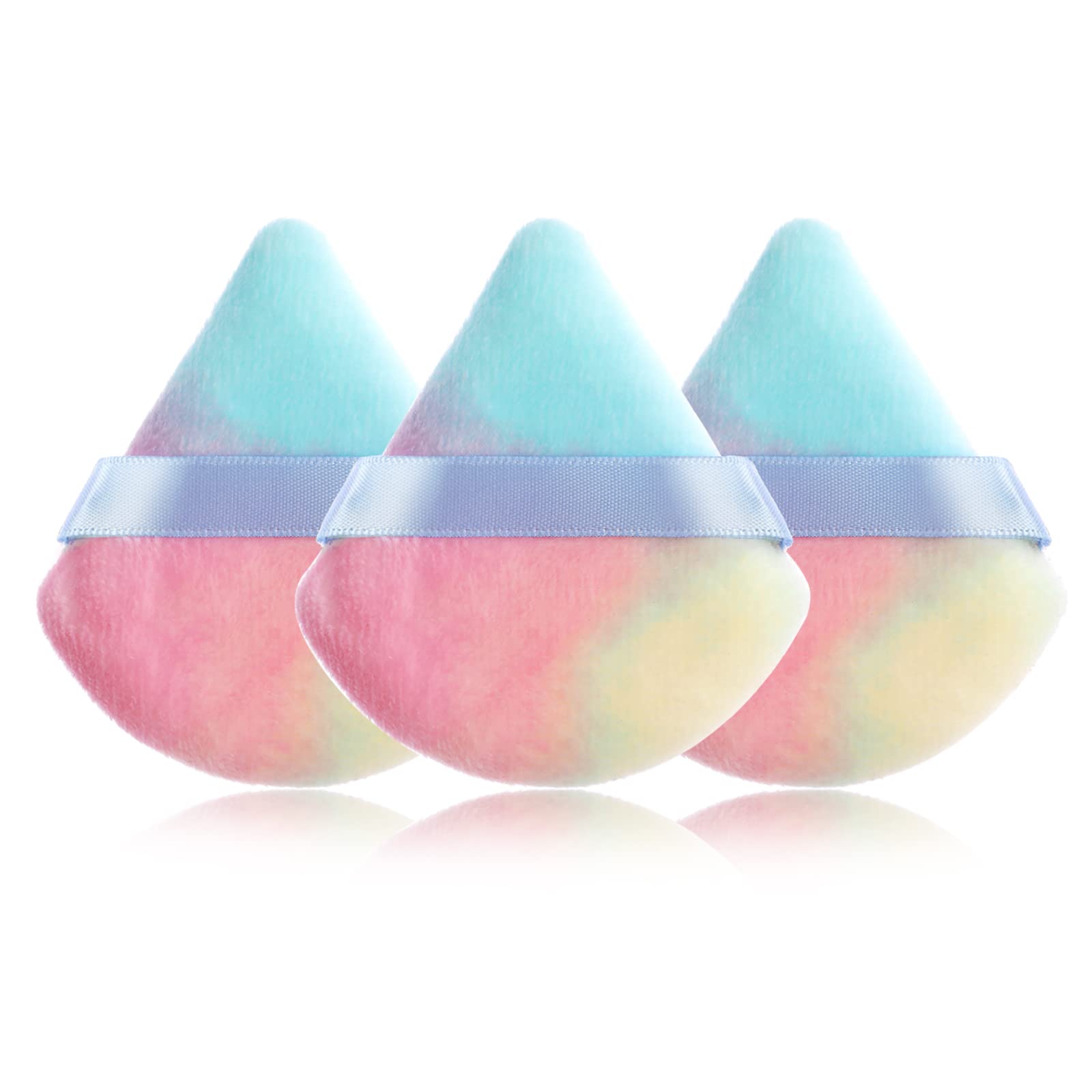 Sibba3 Pieces Powder Puff Triangle Shape Face Makeup Puff for Loose Powder Foundation Soft Cosmetic Sponge Wet and Dry Powder Puff Pads Large Body Cotton Powder Cushion Puffs(Multicolor)