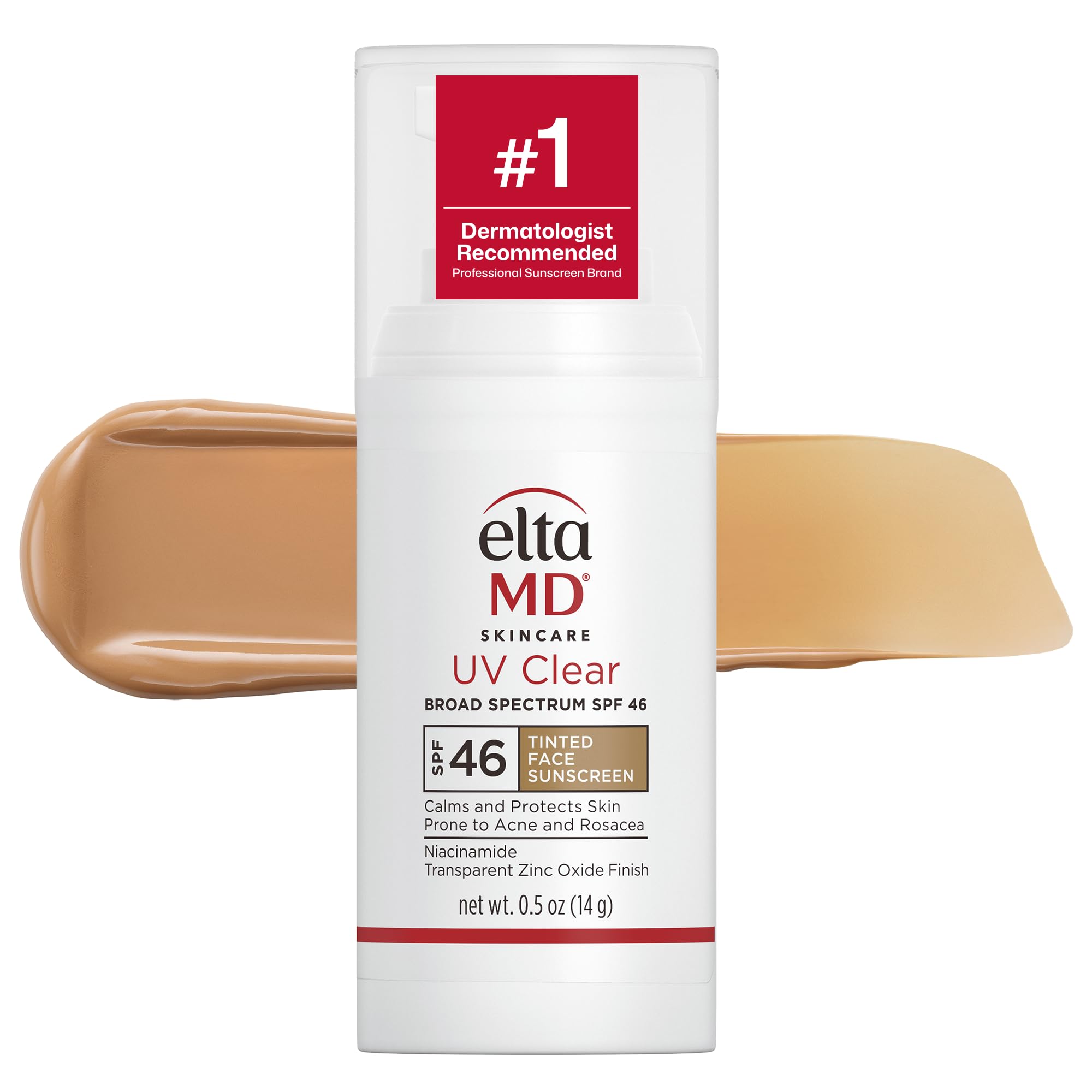 eltamd uv clear tinted face sunscreen spf 46, oil free sunscreen for sensitive skin with zinc oxide, dermatologist recommended