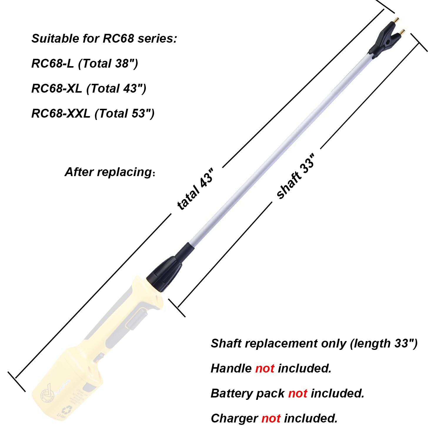 RANCH CHOICE Livestock Prod Flexible Shaft Replacement (33 inch Shaft Only), fit for RC68 Series Cattle Prod Items