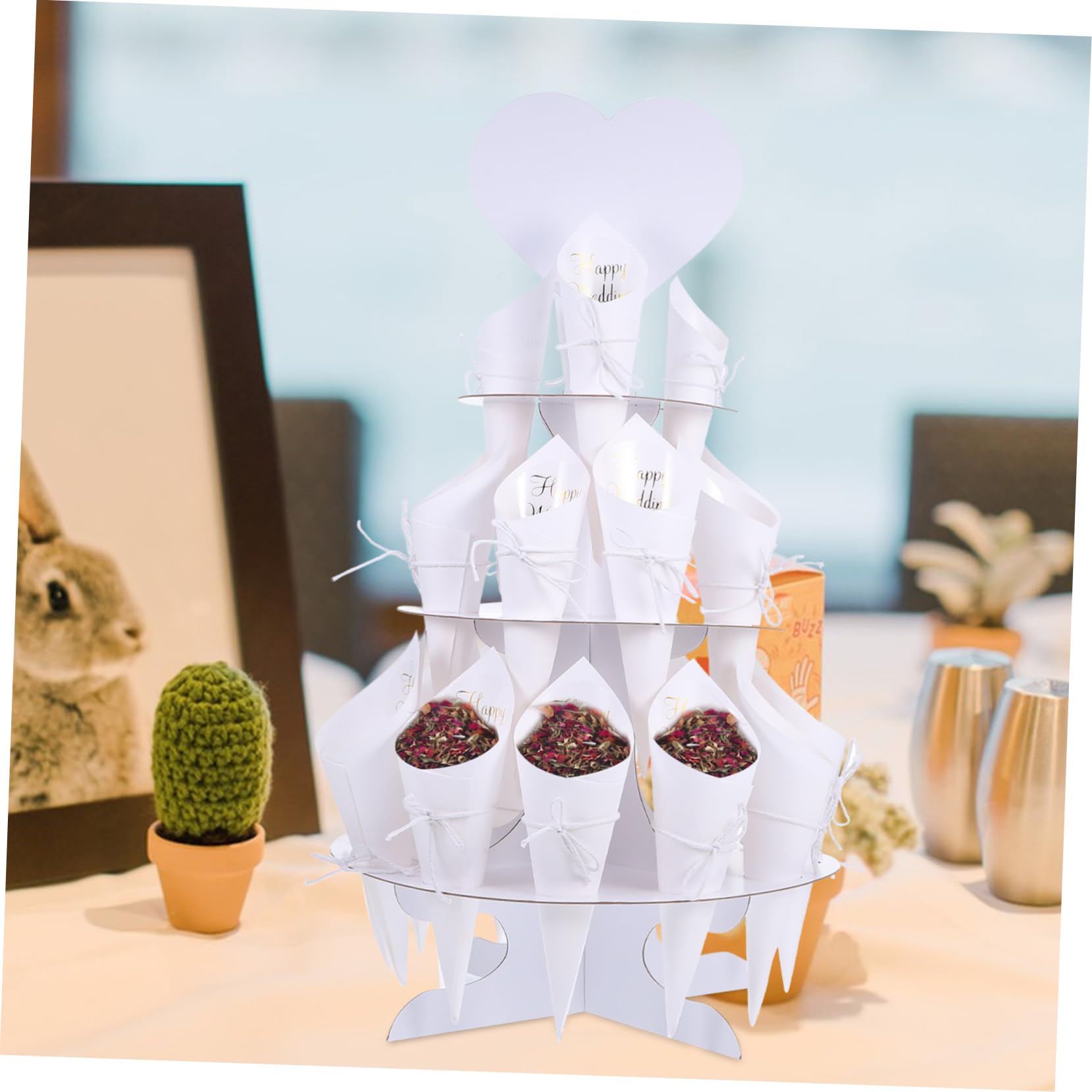 ULTECHNOVO 1 Satz Diy Hochzeitskonfetti Kegelhalter Weißer Konfetti Ständer für Blumen Süßigkeiten und Dekorationen für Hochzeiten und Partys