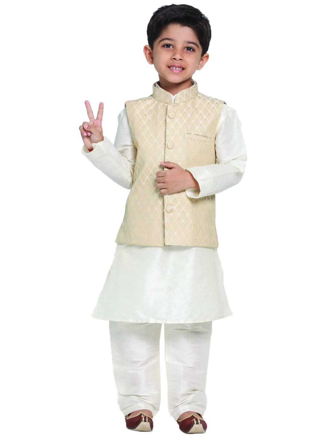 Jbn Creation Boys' Cream Silk Blend Kurta, Ethnic Jacket And Pyjama Set_Vasbj005Crnbkcr001Npcr_32