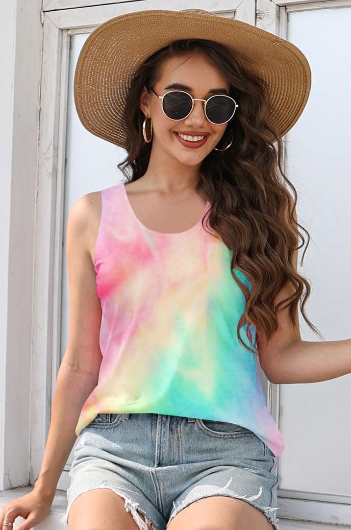ETCYY Tank Tops for Women Tie-Dyed Workout Yoga Summer Sleeveless Athletic Tops Loose Fit Shirts - Image 4