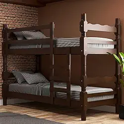 Beliche Madeira Maciça - vira 2 Camas - para Colchão 78/88 x 188cm Porto Multimóveis Cr4138 Imbuia