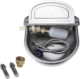 skyehomo Stainless Steel Automatic Waterer Bowl,Automatic Dog Water Bowl Water Animals Waterer for Cattle Horse Goat Sheep Dog, with Floating Valve,Hose and Accessories(Without Drainage Hole)