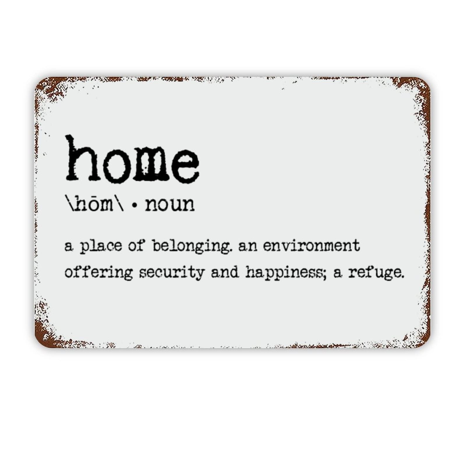ENEDNATE Inspirational Quote Metal Sign Home Definition Dictionary Word Meaning Retro Decorative Aluminum Tin Signs 8x12 Inch Man Cave Street Metal Sign for Office School Classroom Nursery Decoration