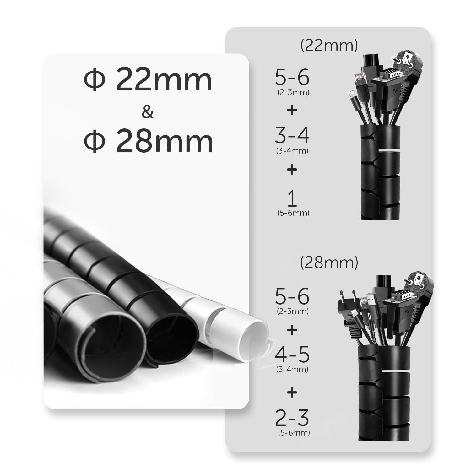 Draadopruimkous Draadbeheermouw, shinfly 20m Draadopruimkous met een Draadgeleidingsclip,∅0.87/22mm ∅1.1/28mm Draadopruimbuis Draadorganisator voor TV PC Thuis,zwart