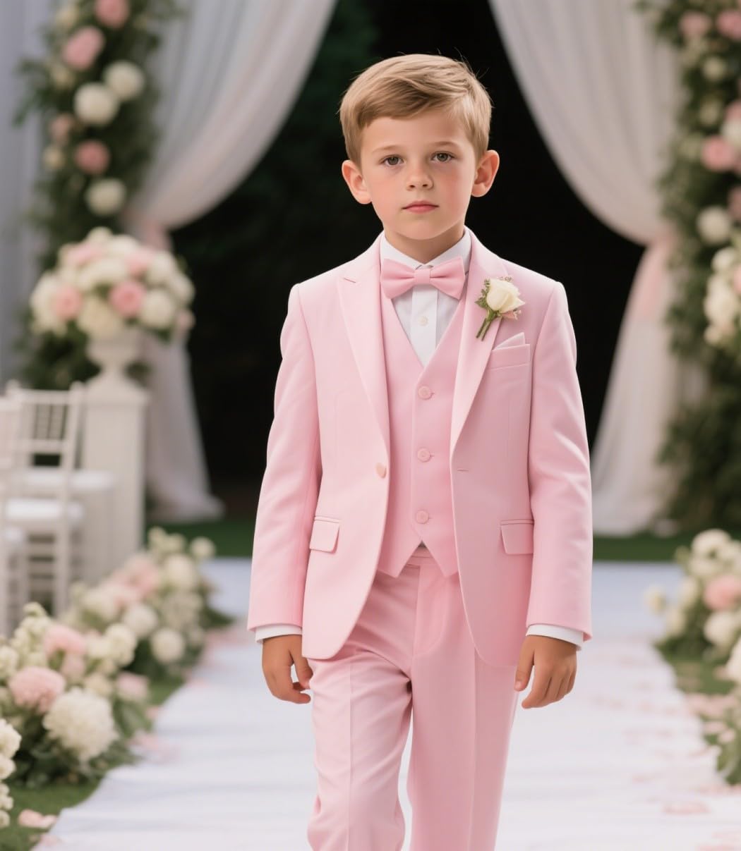Jungenanzug, Smoking, formelle Seite, 3-teilig, für Hochzeit, Abschlussball, einfarbig, 3–16 Jahre